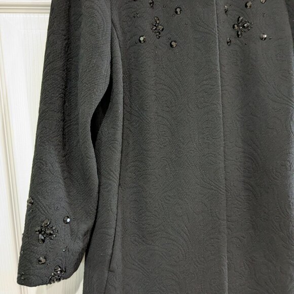 Chico's Women's Beaded Coat Black Size 1 (Small), Textured Pattern, Pleated Back - Picture 6 of 15
